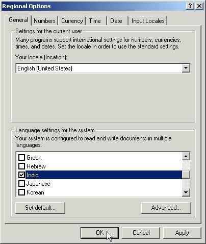 Bangla Settings for Windows 2000 Bangla Settings for Windows 2000