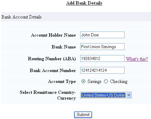 Add Bank Account