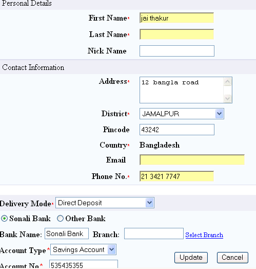 Change Beneficiary Details