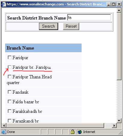 Search Branch Result