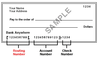 Routine Number and Bank account numbe